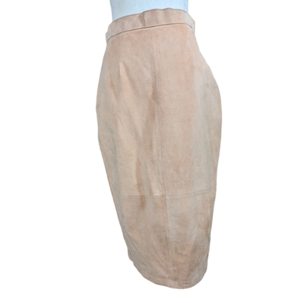 Pia Rucci Vintage Women's Size 12 Tan Genuine Leather Western Pencil Skirt